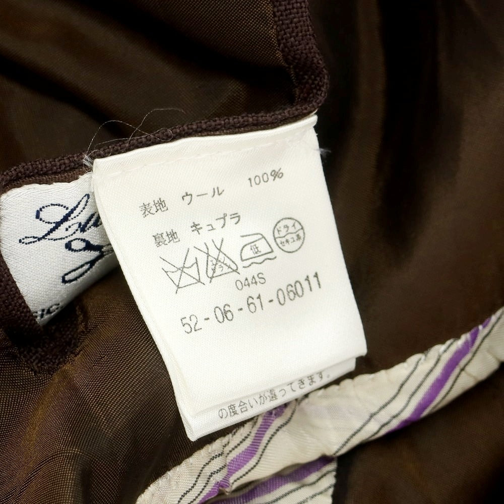 【中古】ルイジ パオロ カペッリ Luigi P.Cappelli ウール ストライプ ダブルスーツ ブラウンxホワイト【 サイズ50位（表記なし） 】【 状態ランクA 】【 メンズ 】 [DPD]