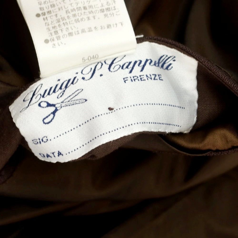 【中古】ルイジ パオロ カペッリ Luigi P.Cappelli ウール ストライプ ダブルスーツ ブラウンxホワイト【 サイズ50位（表記なし） 】【 状態ランクA 】【 メンズ 】 [DPD]
