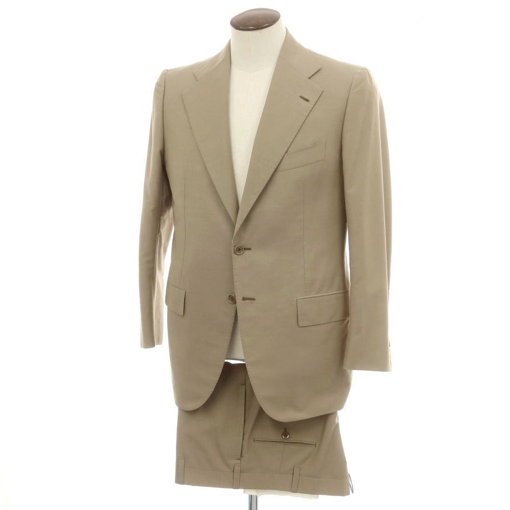 【中古】チェーザレ アットリーニ Cesare Attolini コットンモヘヤウール 2つボタンスーツ オリーブベージュ【 50 Drop7 】【 状態ランクC 】【 メンズ 】