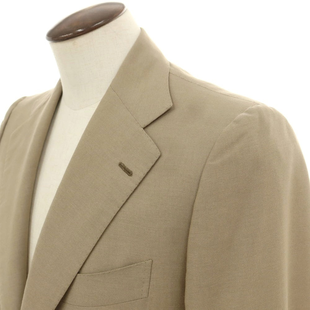 【中古】チェーザレ アットリーニ Cesare Attolini コットンモヘヤウール 2つボタンスーツ オリーブベージュ【 50 Drop7 】【 状態ランクC 】【 メンズ 】