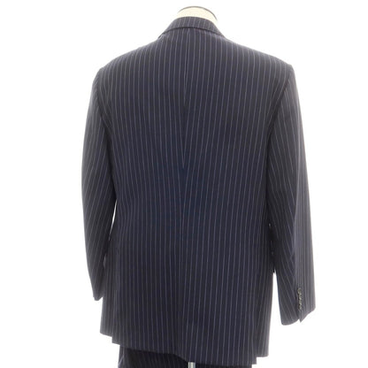 【中古】ベルベスト Belvest ウール ストライプ 3つボタンスーツ ダークネイビーxラベンダー【 52 Drop7R 】【 状態ランクB 】【 メンズ 】