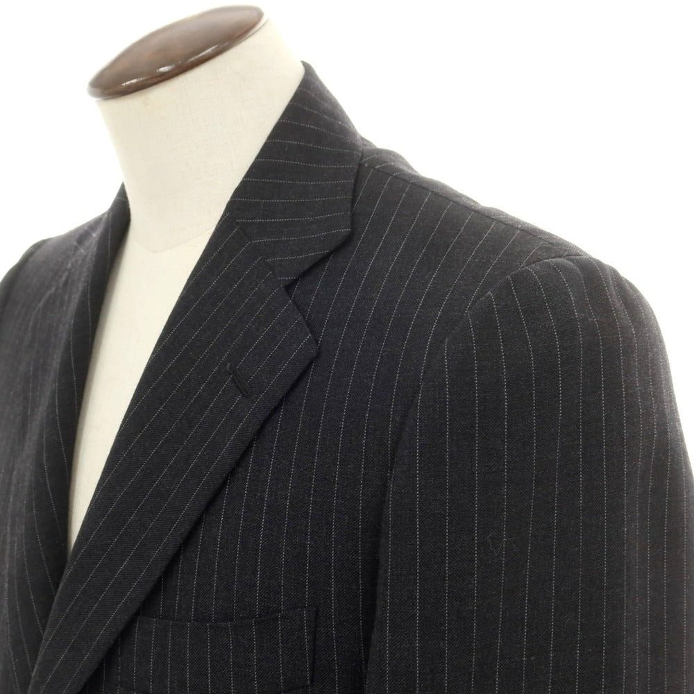 【中古】チェーザレ アットリーニ Cesare Attolini ウール ストライプ 3つボタンスーツ ダークグレー【 50 Drop6 】【 状態ランクB 】【 メンズ 】