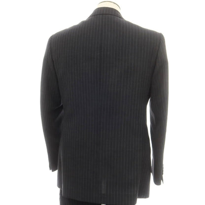 【中古】チェーザレ アットリーニ Cesare Attolini ウール ストライプ 3つボタンスーツ ダークグレー【 50 Drop6 】【 状態ランクB 】【 メンズ 】