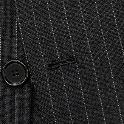 【中古】チェーザレ アットリーニ Cesare Attolini ウール ストライプ 3つボタンスーツ ダークグレー【 50 Drop6 】【 状態ランクB 】【 メンズ 】