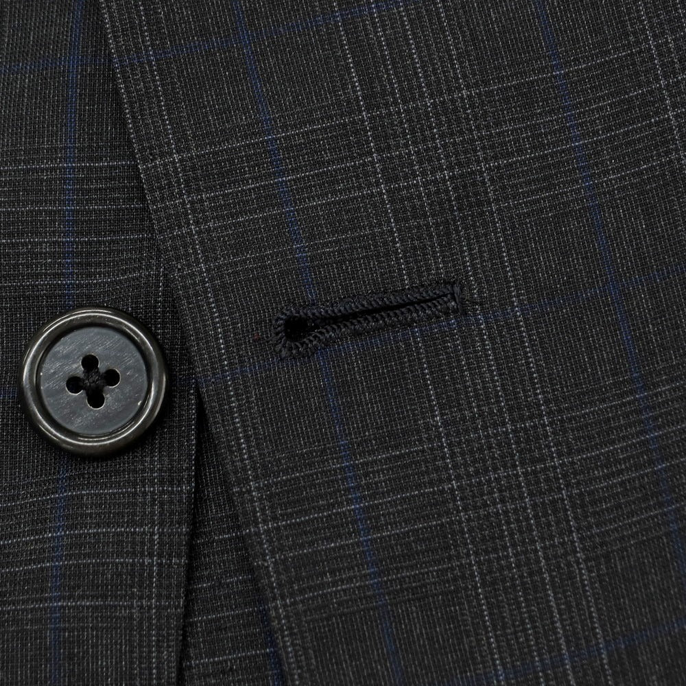 【中古】オックスフォード クローズ Oxxford Clothes ウール チェック 3つボタンスーツ ダークグレー【サイズ上40/下34】【 状態ランクB 】【 メンズ 】[DPD]
