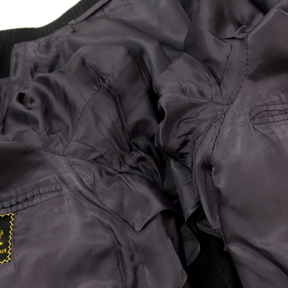 【中古】オックスフォード クローズ Oxxford Clothes ウール チェック 3つボタンスーツ ダークグレー【サイズ上40/下34】【 状態ランクB 】【 メンズ 】[DPD]