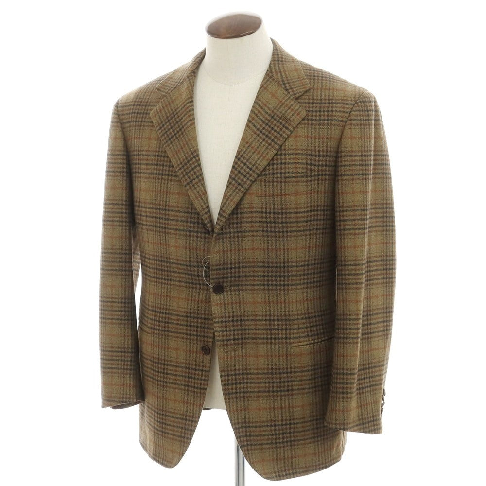 【中古】チロパオーネ キートン Ciro Paone Kiton タイユタイ別注 カシミヤ チェック テーラードジャケット ブラウン系【 52 】【 状態ランクB 】【 メンズ 】