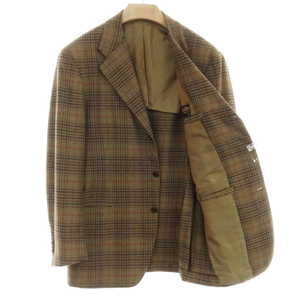 【中古】チロパオーネ キートン Ciro Paone Kiton タイユタイ別注 カシミヤ チェック テーラードジャケット ブラウン系【 52 】【 状態ランクB 】【 メンズ 】