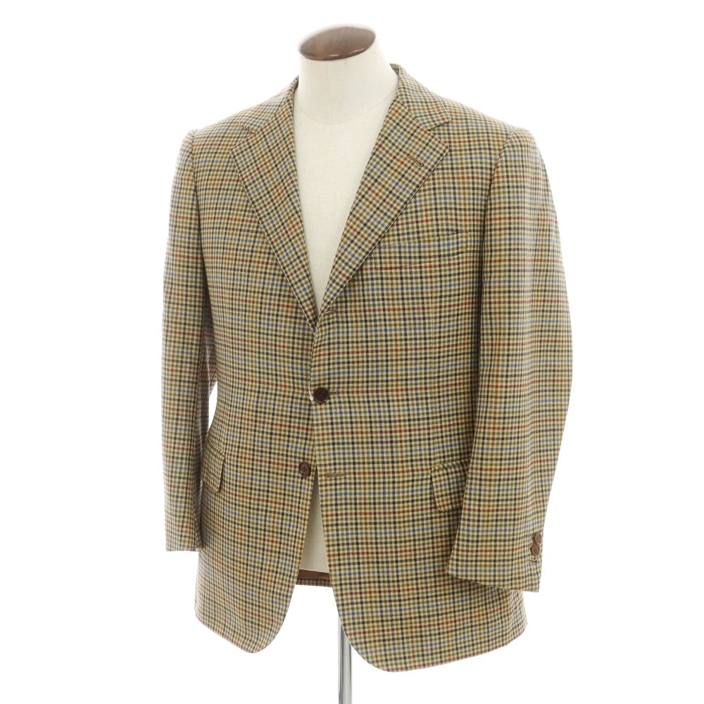 【中古】ドメニコ カラチェニ DOMENICO CARACENI ウール ガンクラブチェック テーラードジャケット ベージュ系【 50位 】【 状態ランクB 】【 メンズ 】[EPD]