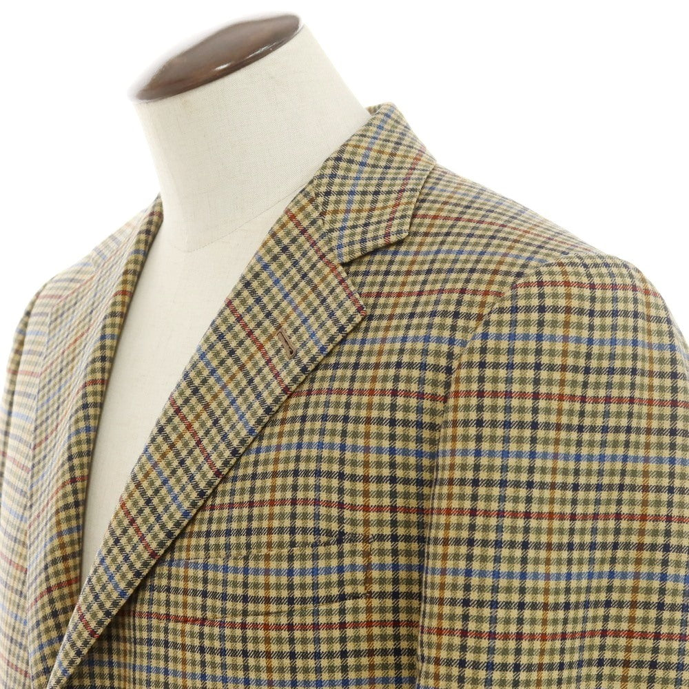 【中古】ドメニコ カラチェニ DOMENICO CARACENI ウール ガンクラブチェック テーラードジャケット ベージュ系【 50位 】【 状態ランクB 】【 メンズ 】