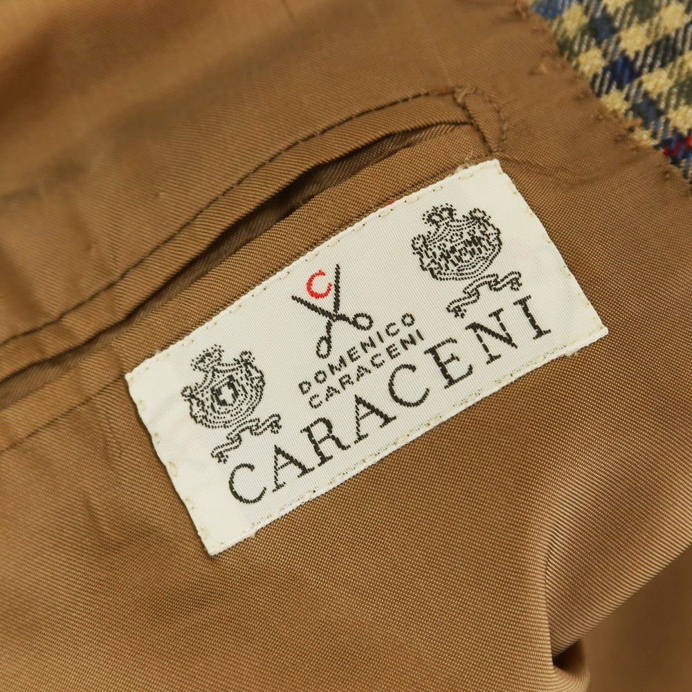 【中古】ドメニコ カラチェニ DOMENICO CARACENI ウール ガンクラブチェック テーラードジャケット ベージュ系【 50位 】【 状態ランクB 】【 メンズ 】[EPD]
