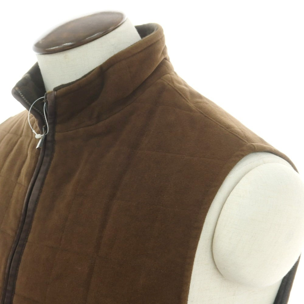 【中古】ルチアーノ バルベラ LUCIANO BARBERA コットン キルティング ベスト ブラウン【 50 】【 状態ランクC 】【 メンズ 】