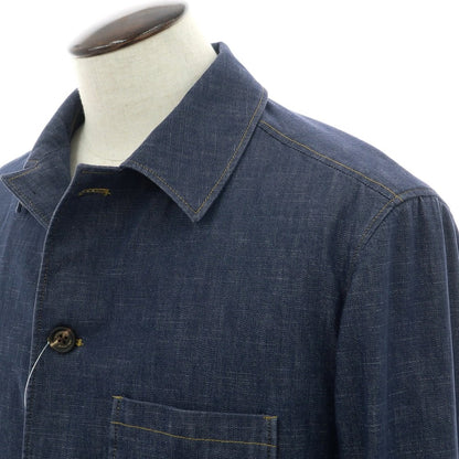【中古】バニョーリサルトリアナポリ BAGNOLI SARTORIA NAPOLI ストレッチデニム カバーオール ジャケット ネイビー【 50 】【 状態ランクA 】【 メンズ 】