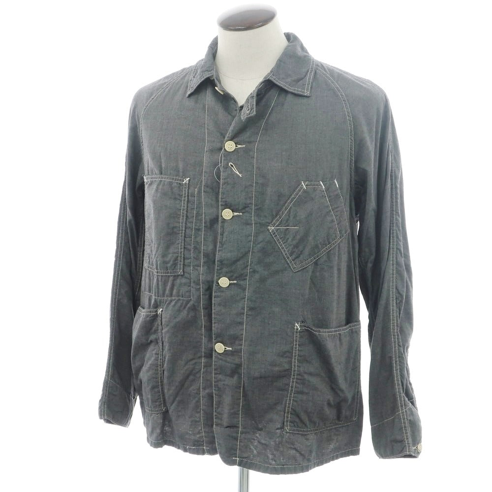 【中古】ポストオーバーオールズ POST OVERALLS シャンブレーコットン カバーオール グレー【サイズL】【 状態ランクB 】【 メンズ 】[EPD]