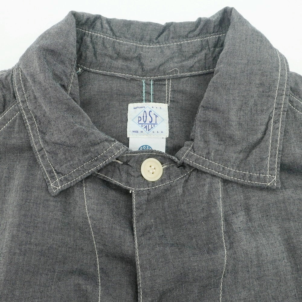 【中古】ポストオーバーオールズ POST OVERALLS シャンブレーコットン カバーオール グレー【サイズL】【 状態ランクB 】【 メンズ 】[EPD]