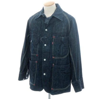 【中古】エヴィス EVISU 新恵美寿神頭 デニム カバーオール ジャケット Lot:1012 ネイビー【 40 】【 状態ランクB 】【 メンズ 】
