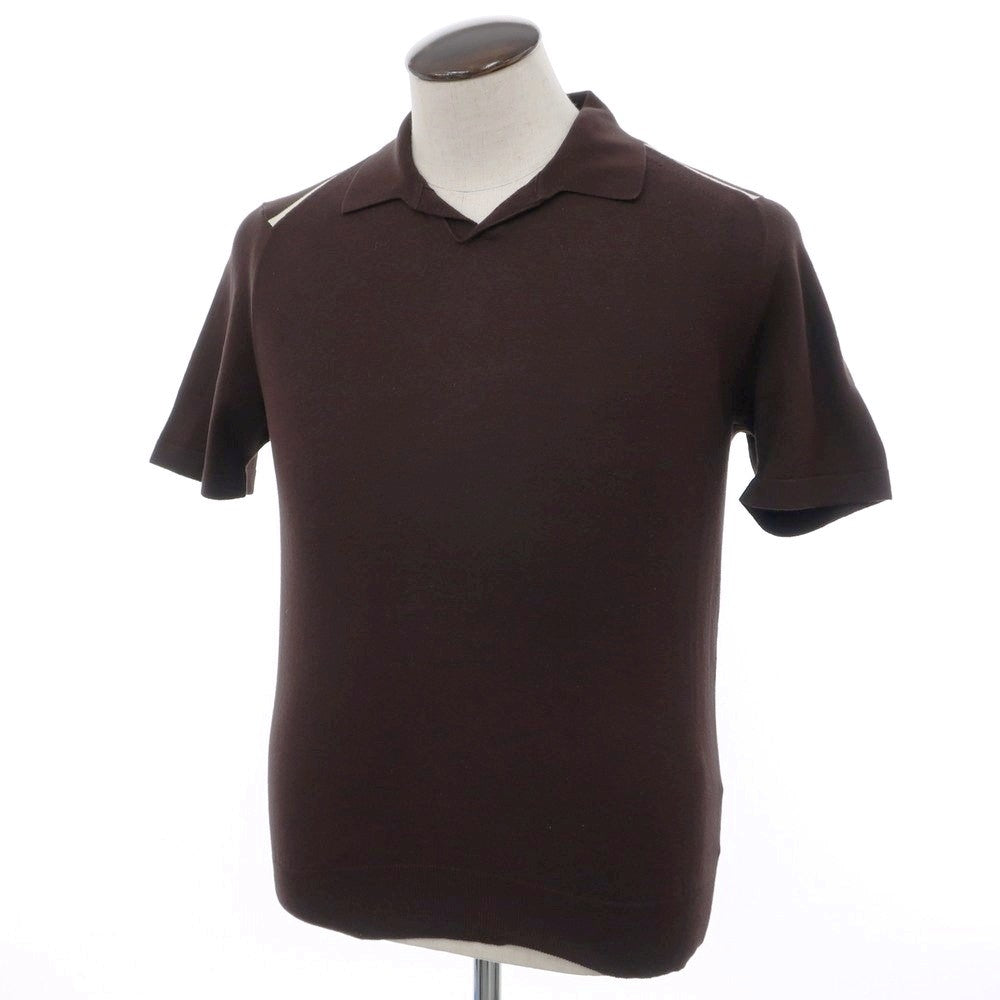 [Used] [Unused] CRUCIANI High Gauge Cotton Skipper Short Sleeve Polo Knit Dark Brown [48] [Condition Rank S] [Men&