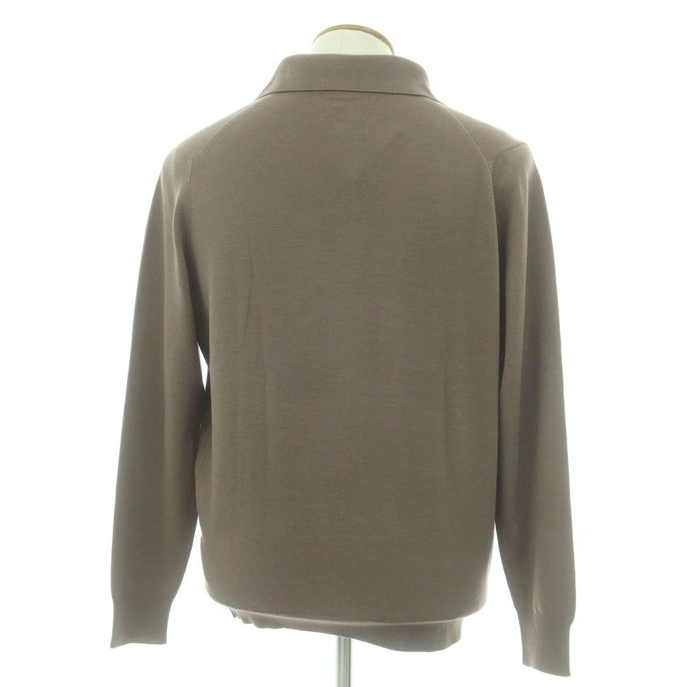 【中古】ジョンスメドレー JOHN SMEDLEY ハイゲージ ウール 長袖 ポロニット グレイッシュカーキ系【 M 】【 状態ランクA 】【 メンズ 】