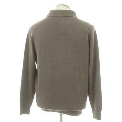 【中古】ジョンスメドレー JOHN SMEDLEY ハイゲージ ウール 長袖 ポロニット グレイッシュカーキ系【 M 】【 状態ランクA 】【 メンズ 】