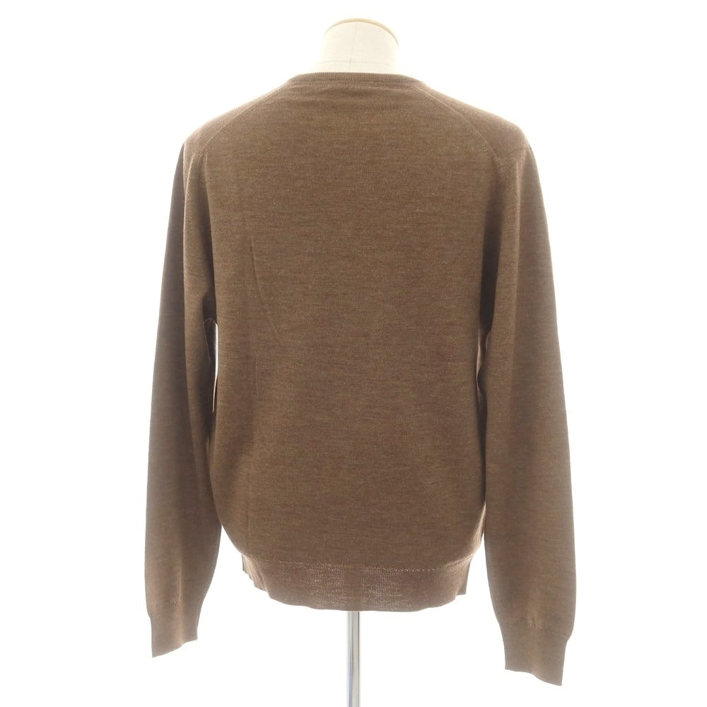【中古】ジョンスメドレー JOHN SMEDLEY ハイゲージ ウール Vネック プルオーバーニット カーキブラウン【 M 】【 状態ランクB 】【 メンズ 】