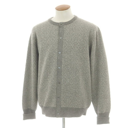 【中古】バランタイン BALLANTYNE カシミヤ カーディガン グレーxホワイト【 46/50 】【 状態ランクB 】【 メンズ 】