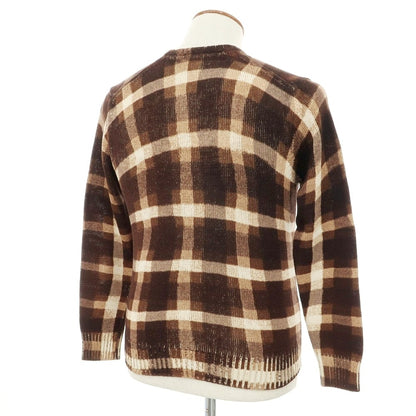 [Used] CRUCIANI mid-gauge cotton check crew neck pullover knit, brown [50] [Condition rank D] [Men&