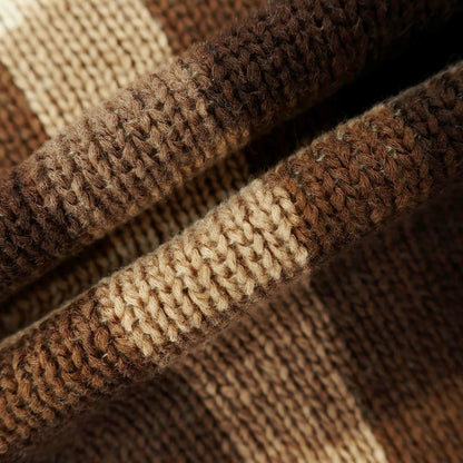 [Used] CRUCIANI mid-gauge cotton check crew neck pullover knit, brown [50] [Condition rank D] [Men&