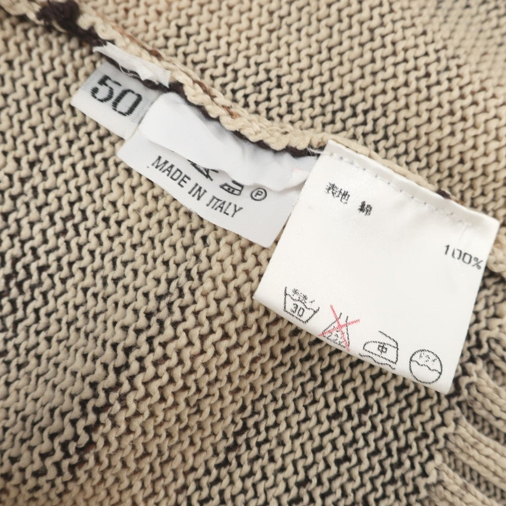 [Used] CRUCIANI mid-gauge cotton check crew neck pullover knit, brown [50] [Condition rank D] [Men&