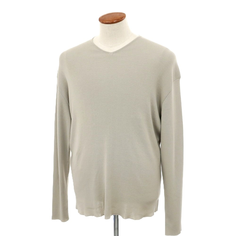 [Used] JIL SANDER High gauge cotton V-neck pullover knit beige [48] [Condition rank B] [Men&