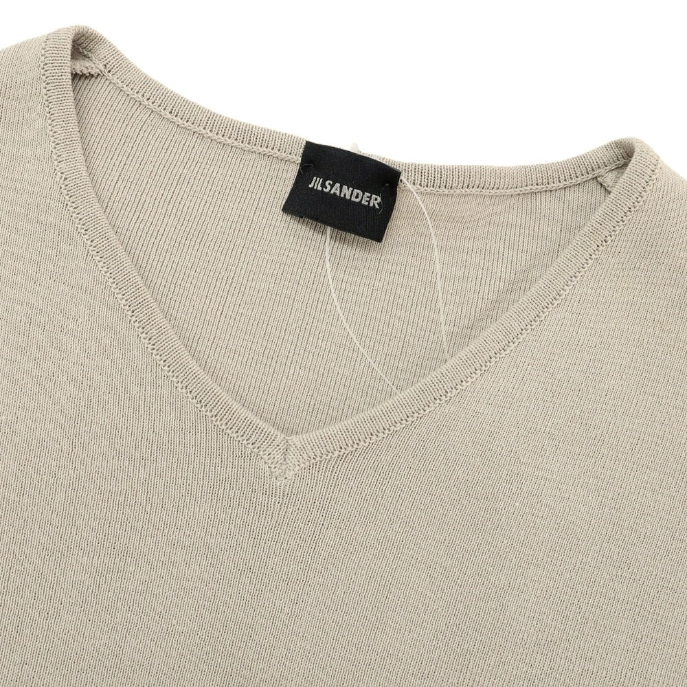 [Used] JIL SANDER High gauge cotton V-neck pullover knit beige [48] [Condition rank B] [Men&
