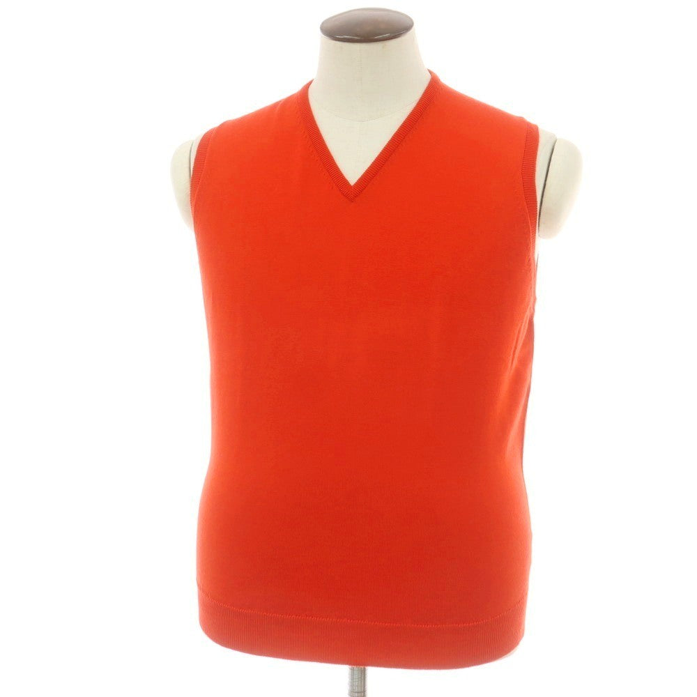 【中古】ジョンスメドレー JOHN SMEDLEY ハイゲージ ウール Vネック ニットベスト レッド系【 L 】【 状態ランクA 】【 メンズ 】