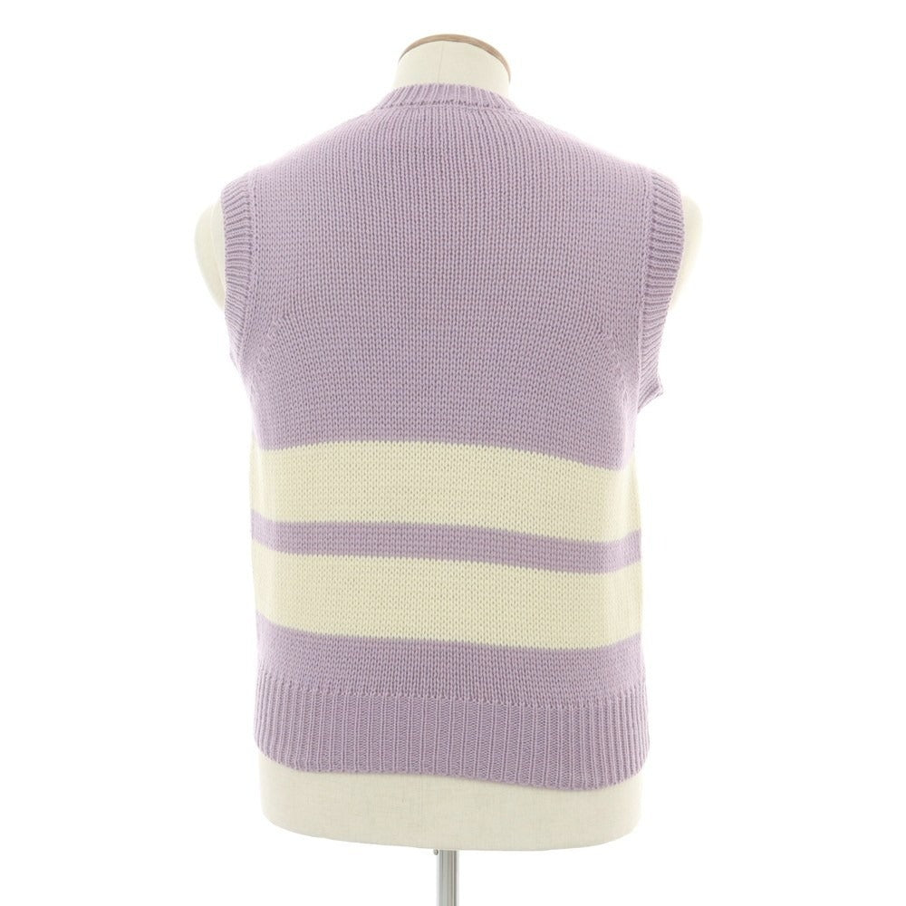 【中古】ドリスヴァンノッテン DRIES VAN NOTEN ウール Vネック ニットベスト ラベンダーxアイボリー【 M 】【 状態ランクB 】【 メンズ 】