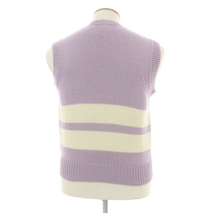【中古】ドリスヴァンノッテン DRIES VAN NOTEN ウール Vネック ニットベスト ラベンダーxアイボリー【 M 】【 状態ランクB 】【 メンズ 】