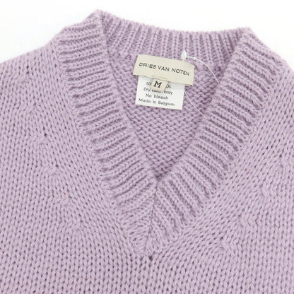 【中古】ドリスヴァンノッテン DRIES VAN NOTEN ウール Vネック ニットベスト ラベンダーxアイボリー【 M 】【 状態ランクB 】【 メンズ 】