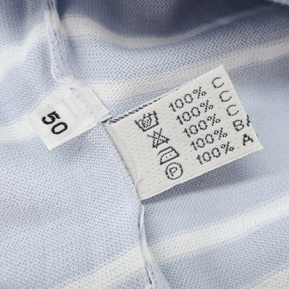 [Used] Cesare Attolini High gauge cotton striped skipper polo knit Light dull blue x white [50] [Condition rank A] [Men&