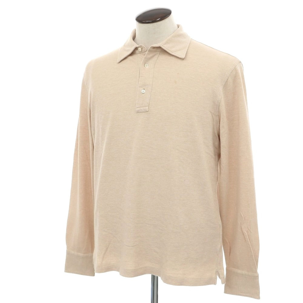 [Used] Brunello Cucinelli Cotton Pique Long Sleeve Polo Shirt Beige [L] [Condition Rank C] [Men&