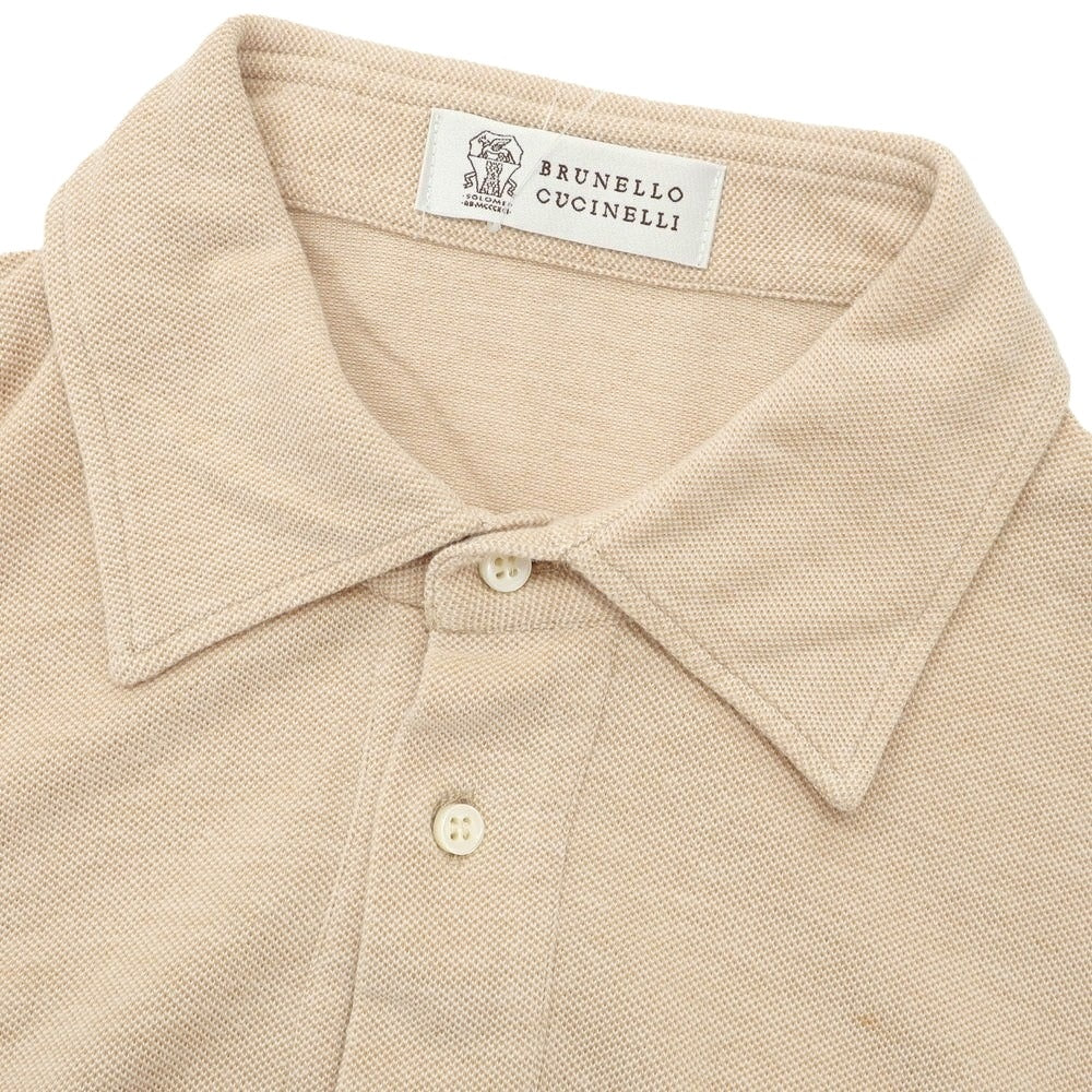 [Used] Brunello Cucinelli Cotton Pique Long Sleeve Polo Shirt Beige [L] [Condition Rank C] [Men&