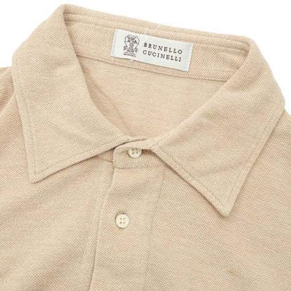[Used] Brunello Cucinelli Cotton Pique Long Sleeve Polo Shirt Beige [L] [Condition Rank C] [Men&