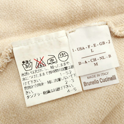 [Used] Brunello Cucinelli Cotton Pique Long Sleeve Polo Shirt Beige [L] [Condition Rank C] [Men&