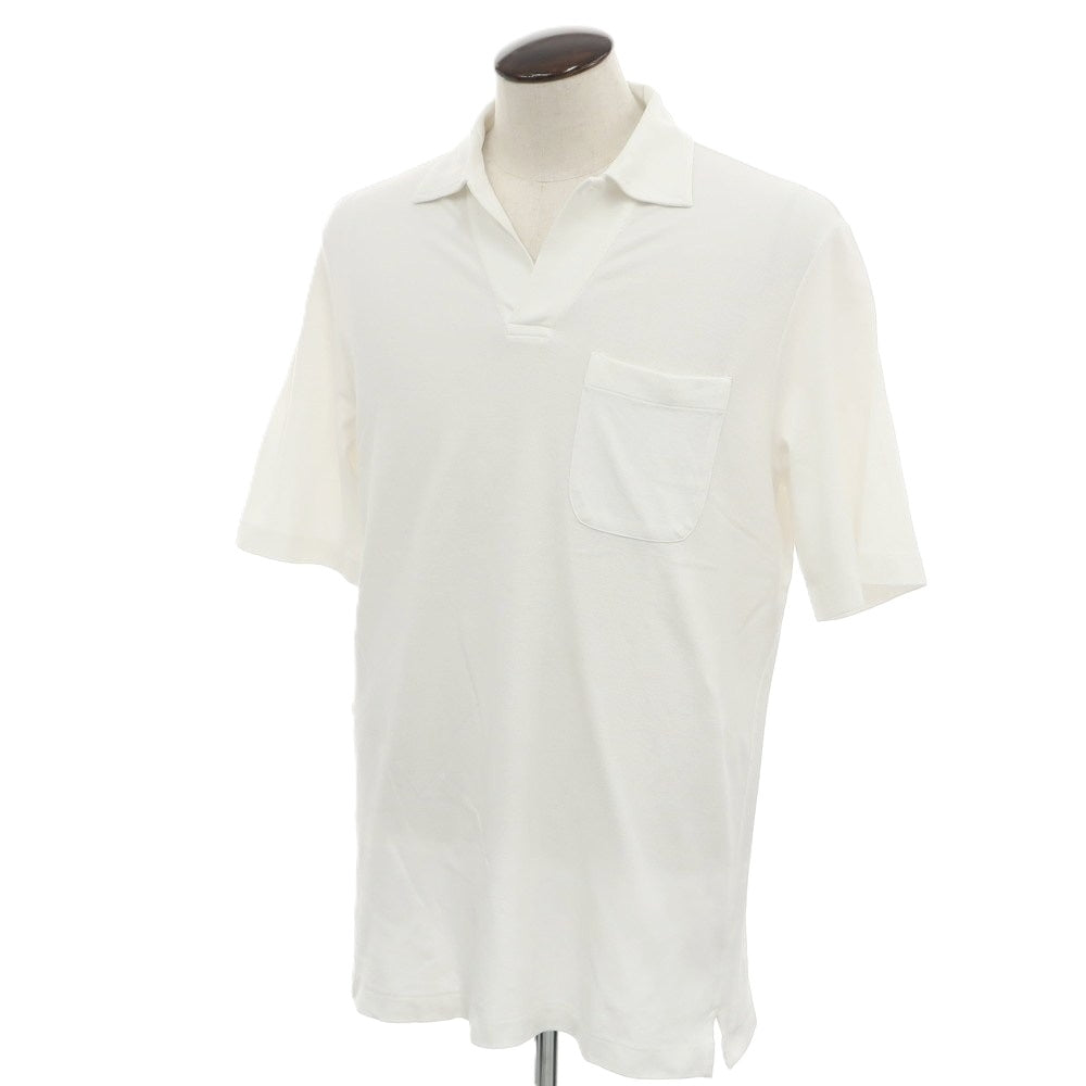 [Used] Loro Piana Cotton Short Sleeve Polo Shirt White [L] [Condition Rank B] [Men&