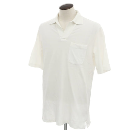 [Used] Loro Piana Cotton Short Sleeve Polo Shirt White [L] [Condition Rank B] [Men&