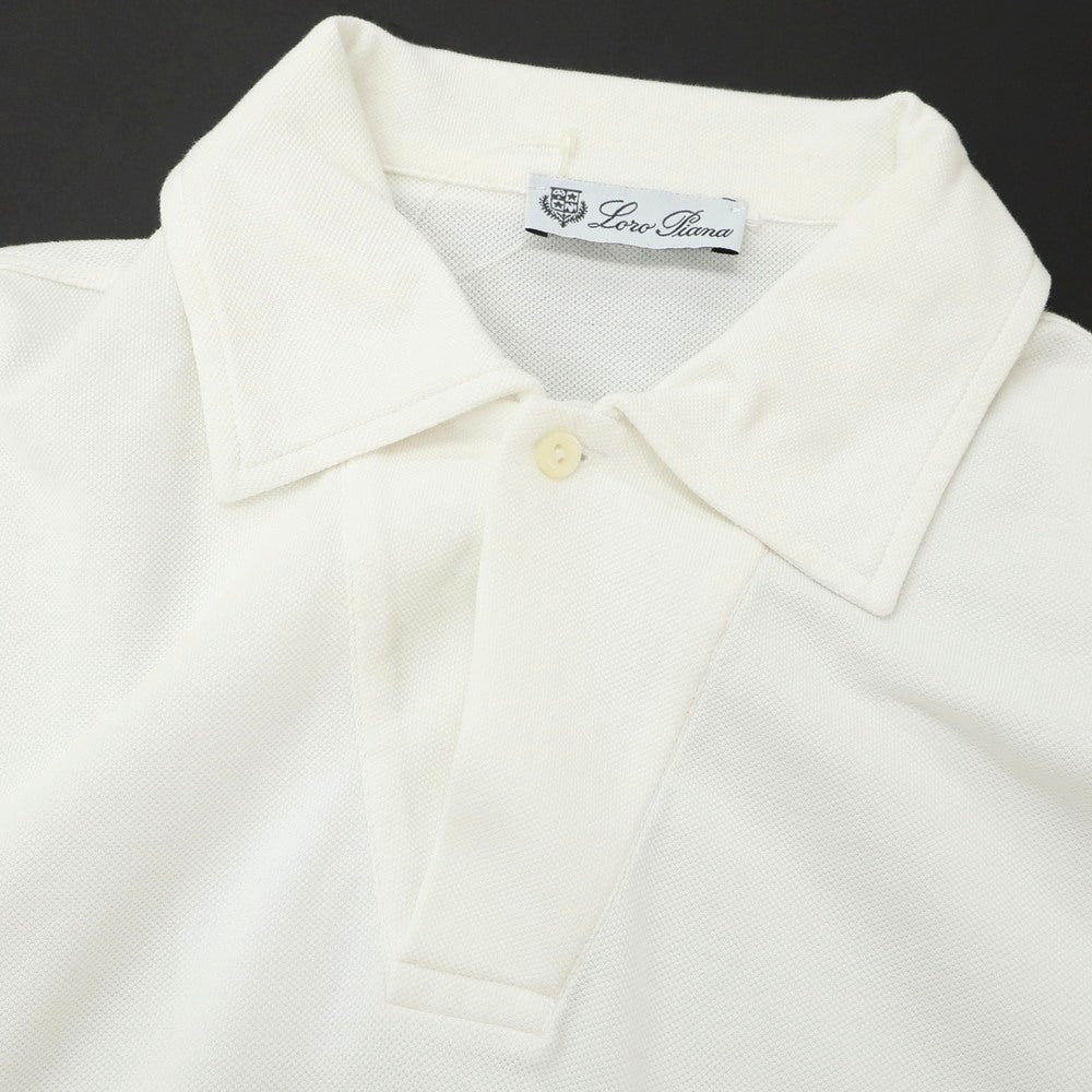 [Used] Loro Piana Cotton Short Sleeve Polo Shirt White [L] [Condition Rank B] [Men&