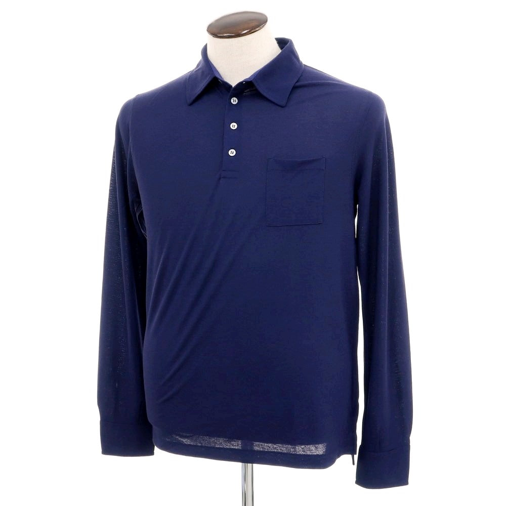 [Used] ZANONE Ice Cotton Long Sleeve Polo Shirt Navy [52] [Condition Rank A] [Men&