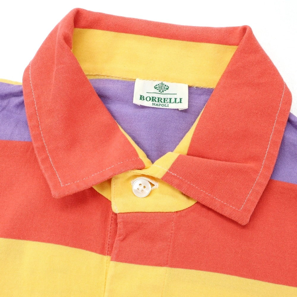 [Used] Luigi Borrelli Cotton Striped Short Sleeve Polo Shirt Multicolor [M] [Condition Rank B] [Men&