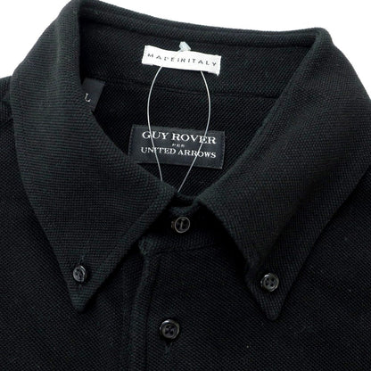 [Used] GUY ROVER UNITED ARROWS special order cotton pique button-down collar long sleeve polo shirt black [L] [Condition rank B] [Men&