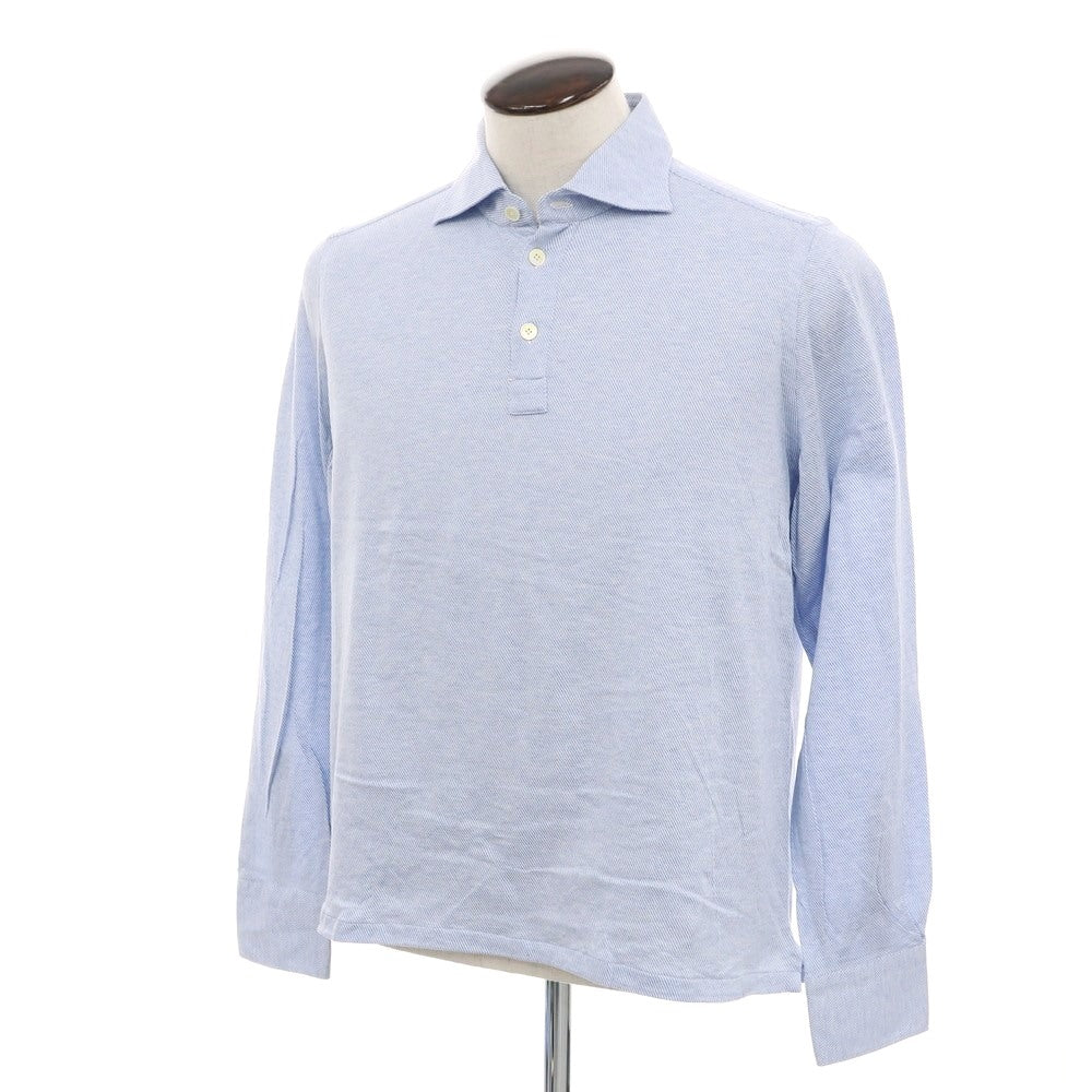 [Used] Finamore Cotton Long Sleeve Polo Shirt Blue x White [42] [Condition Rank B] [Men&
