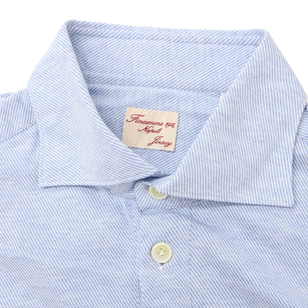 [Used] Finamore Cotton Long Sleeve Polo Shirt Blue x White [42] [Condition Rank B] [Men&