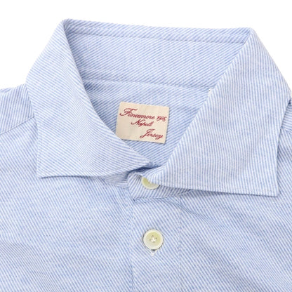 [Used] Finamore Cotton Long Sleeve Polo Shirt Blue x White [42] [Condition Rank B] [Men&