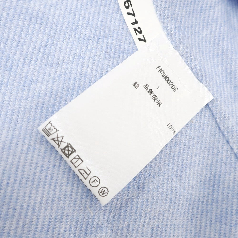 [Used] Finamore Cotton Long Sleeve Polo Shirt Blue x White [42] [Condition Rank B] [Men&