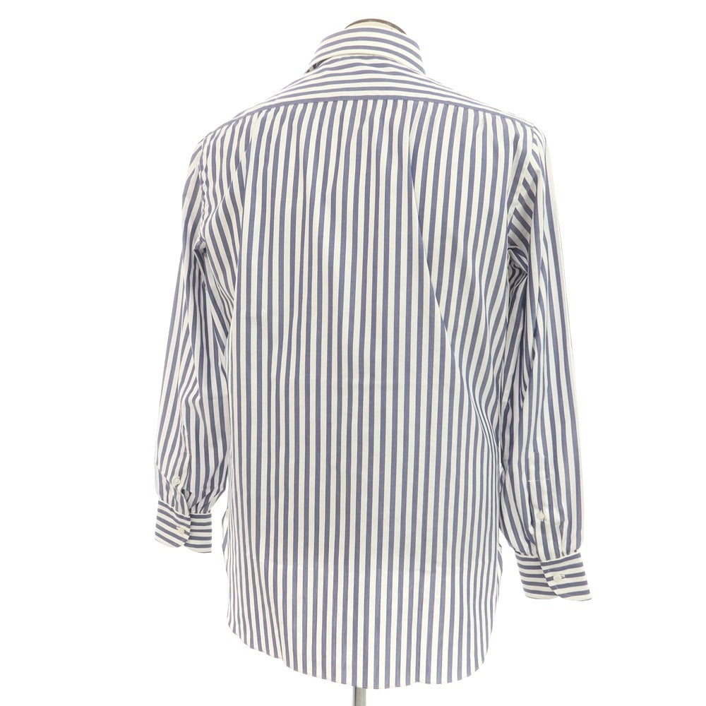 [Used] Sartoria Attolini Broad Cotton Striped Dress Shirt White x Navy [42] [Condition Rank A] [Men&